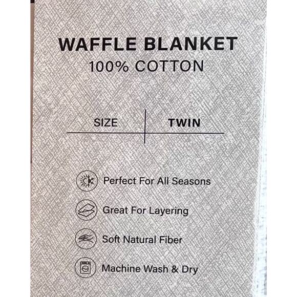 Modern Thread Blanket White Waffle Weave 100% Cotton Natural Soft Bed Wash Dry - Picture 3 of 6